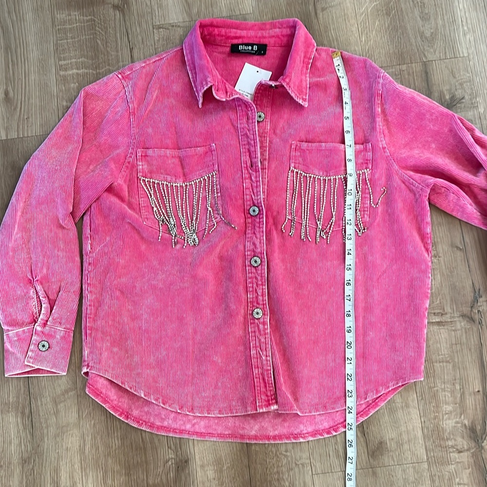 BNWT Pink fringe rhinestone shacket